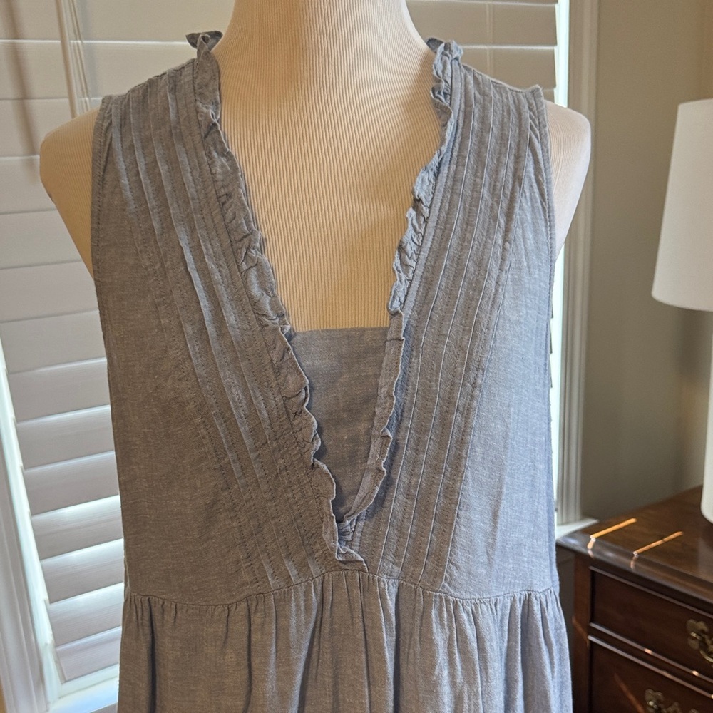 Gray Sleeveless Ruffle Dress